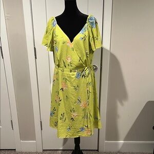 French Connection Floral Wrap Sundress in Lime Green size 12